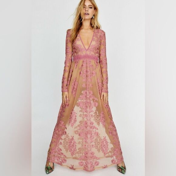 For Love & Lemons Temecula Maxi Dress in Pink - Picture 1 of 9